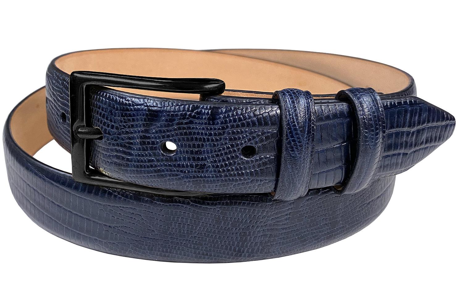 Solid Brass Black Buckle Genuine Full-Grain Cowhide Leather Dress Belt 1-1/8" - Picture 16 of 21