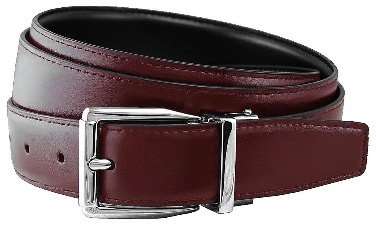Classic Buckle Reversible Belt Genuine Leather Dress Casual Belt 1-1/8" Wide - Picture 6 of 13
