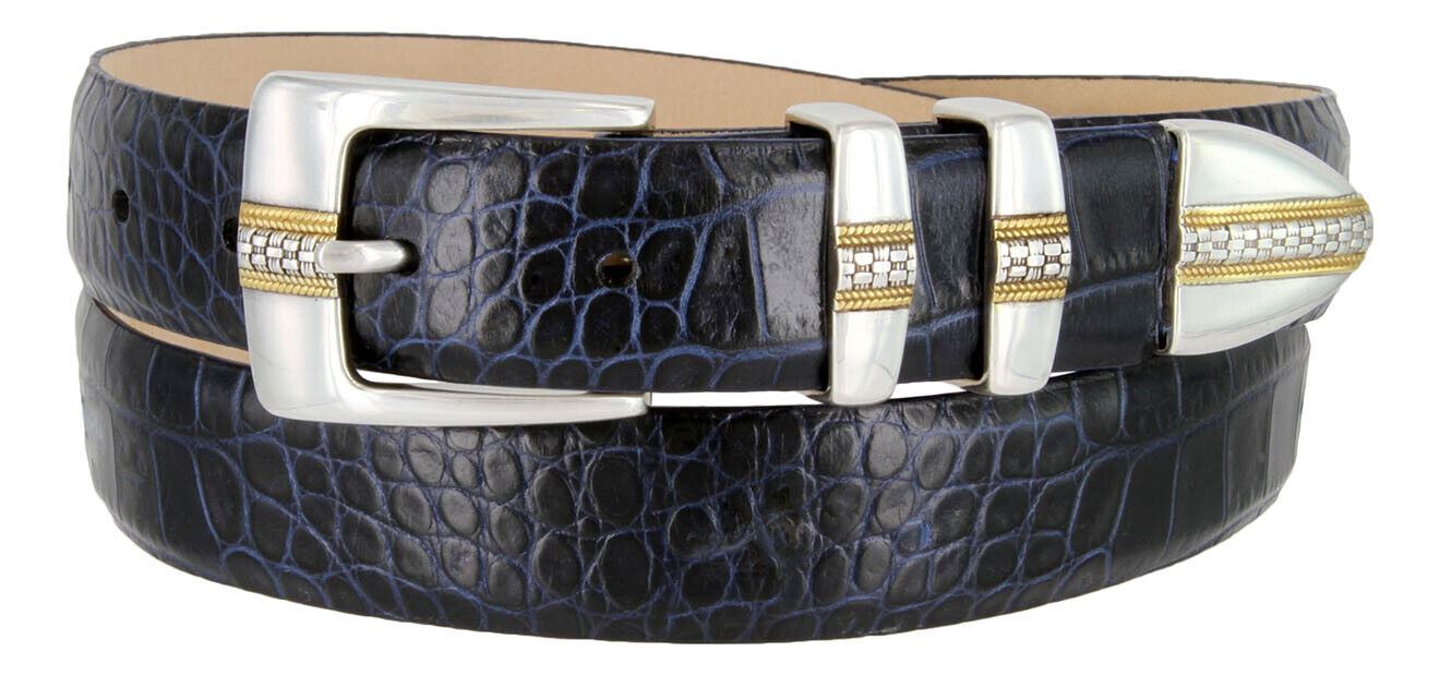 Milan Men's Belt Genuine Full-Grain Cowhide Leather Designer Dress Belt 1-1/8" - Picture 7 of 15