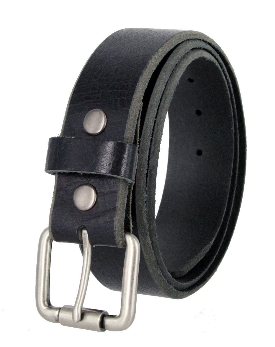 Casual One Piece Full Grain Vintage Leather Belt with Roller Buckle Made in USA 1 1//2 Wide