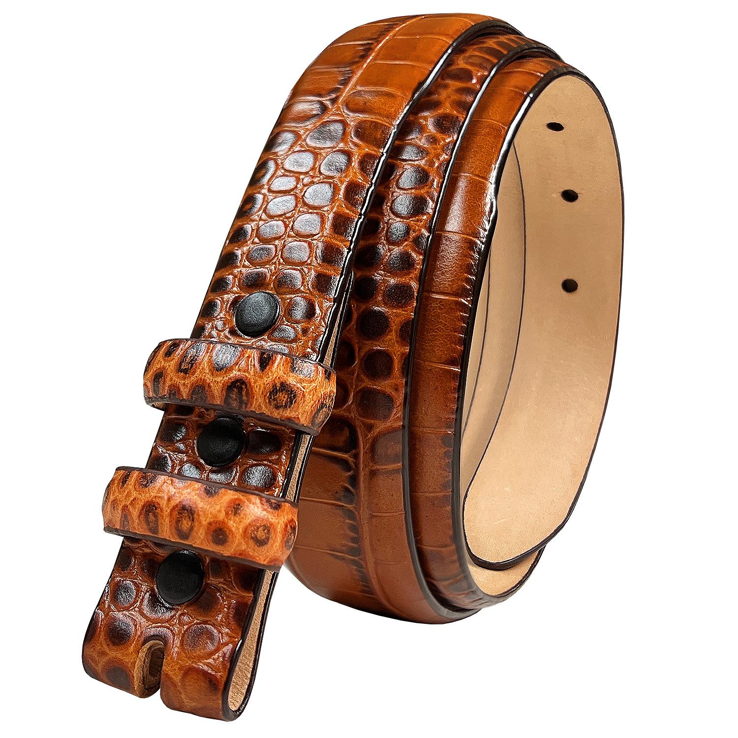 Genuine Full-Grain Cowhide Leather Dress Belt Strap with Snaps Fits 1" Buckle - Picture 13 of 19
