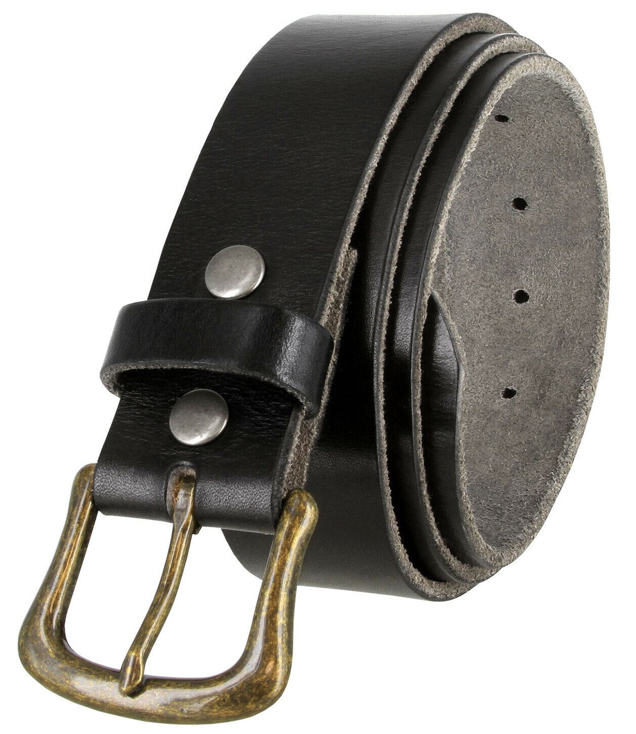 Women's Full Grain Casual Leather Belt Antique Solid Brass Buckle 1-1/2" wide - Picture 5 of 10