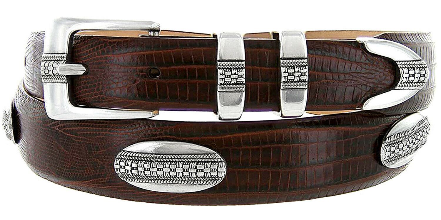 Silver St. Andrews Genuine Full-Grain Cowhide Leather Dress Conchos Belt - Picture 9 of 12