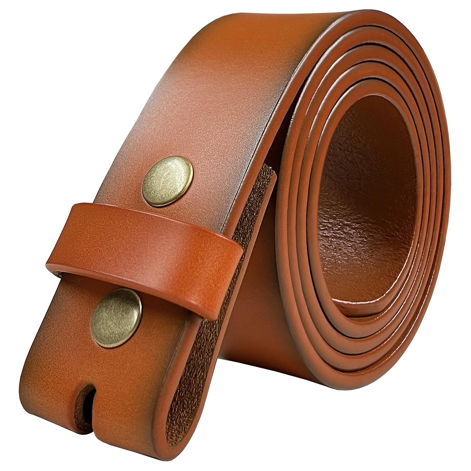 Replacement Belt Strap Genuine Leather Plain Casual Belt Strap with Snaps - Picture 13 of 13