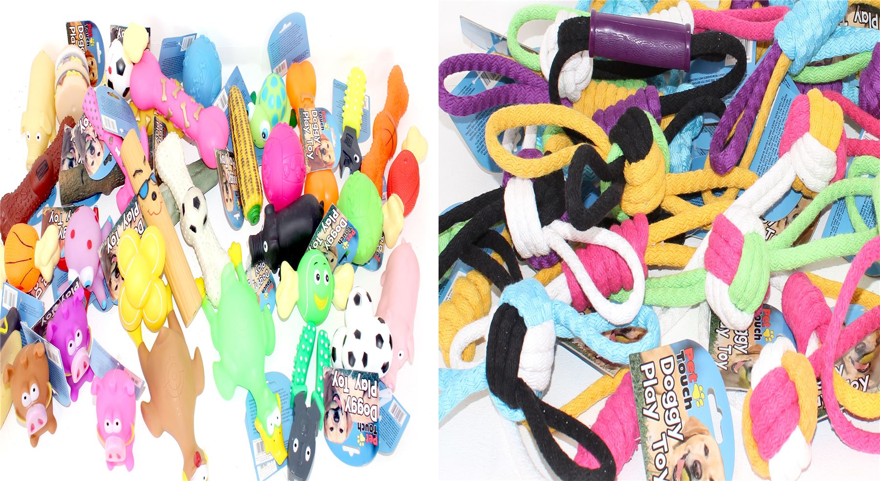 NEW ASSORTED VALUE PACK DOG TOYS SQUEAKY ROPE CHEW BALL RUBBER FETCH TOYS - Picture 4 of 4