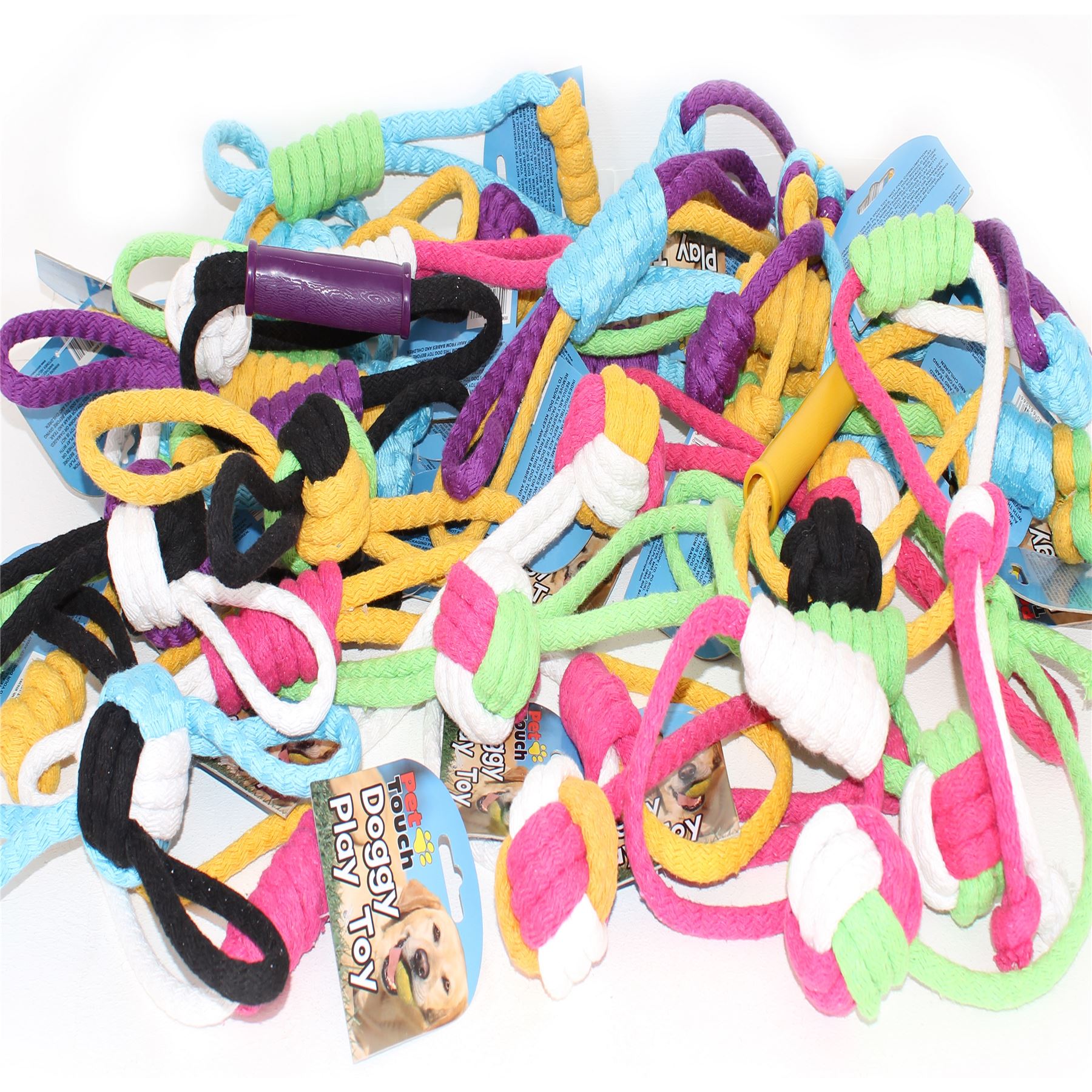 NEW ASSORTED VALUE PACK DOG TOYS SQUEAKY ROPE CHEW BALL RUBBER FETCH TOYS - Picture 2 of 4