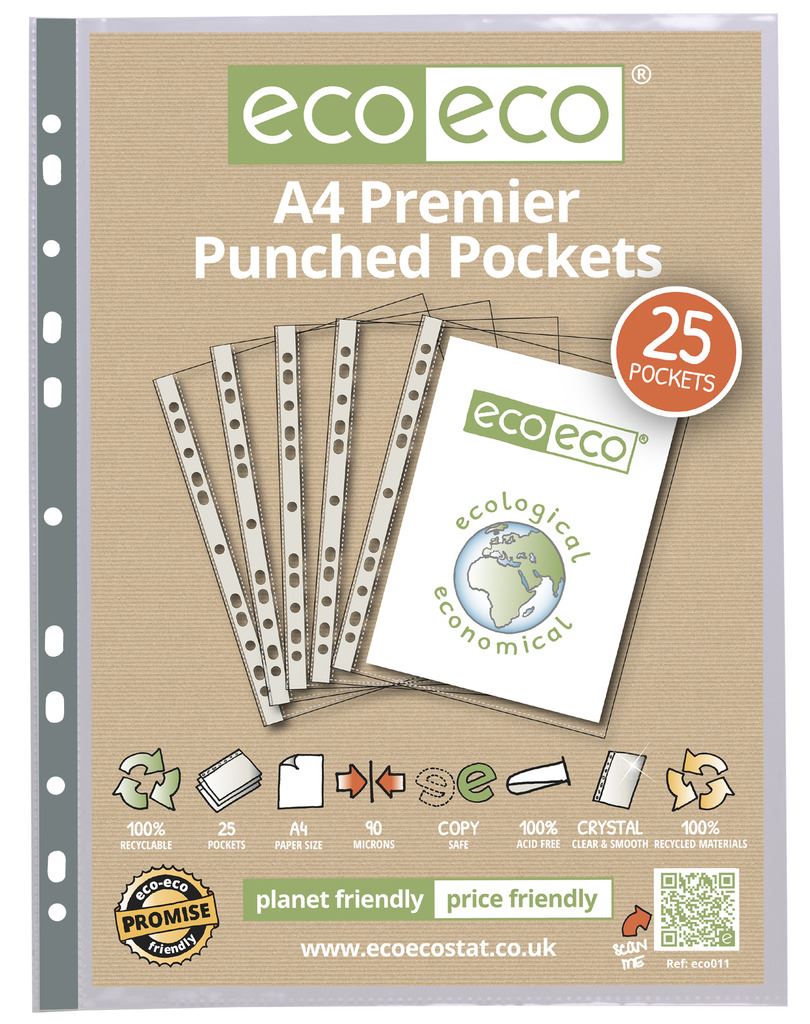 ecoeco Stationery Recycled Glass Clear Punched Pockets Plastic Wallets
