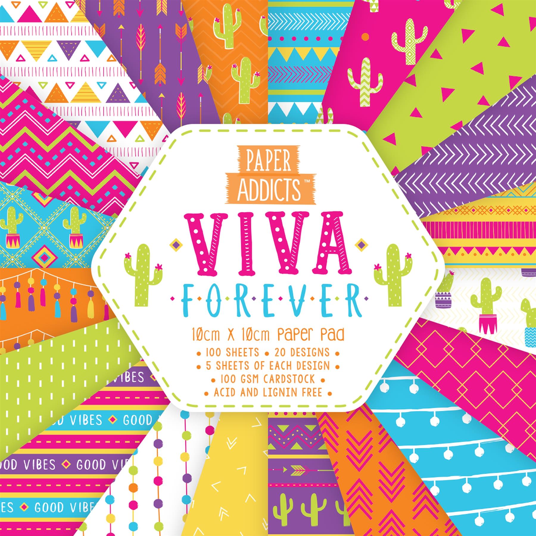 100gsm Card Craft Paper Pad 10cm x 10cm Dovecraft Paper Addicts Game On
