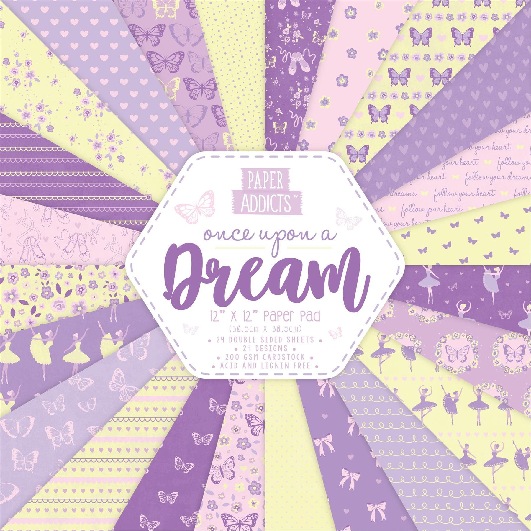 Paper Addicts ~ 12x12/" Paper Pad ~ 24 x 200gsm double sheets ~ Once Upon a Dream
