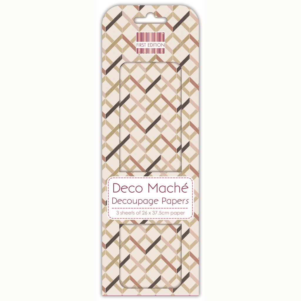 Zig Zag Geometric Deco Mache x 3 Tissue Patch Paper Sheet First Edition Craft