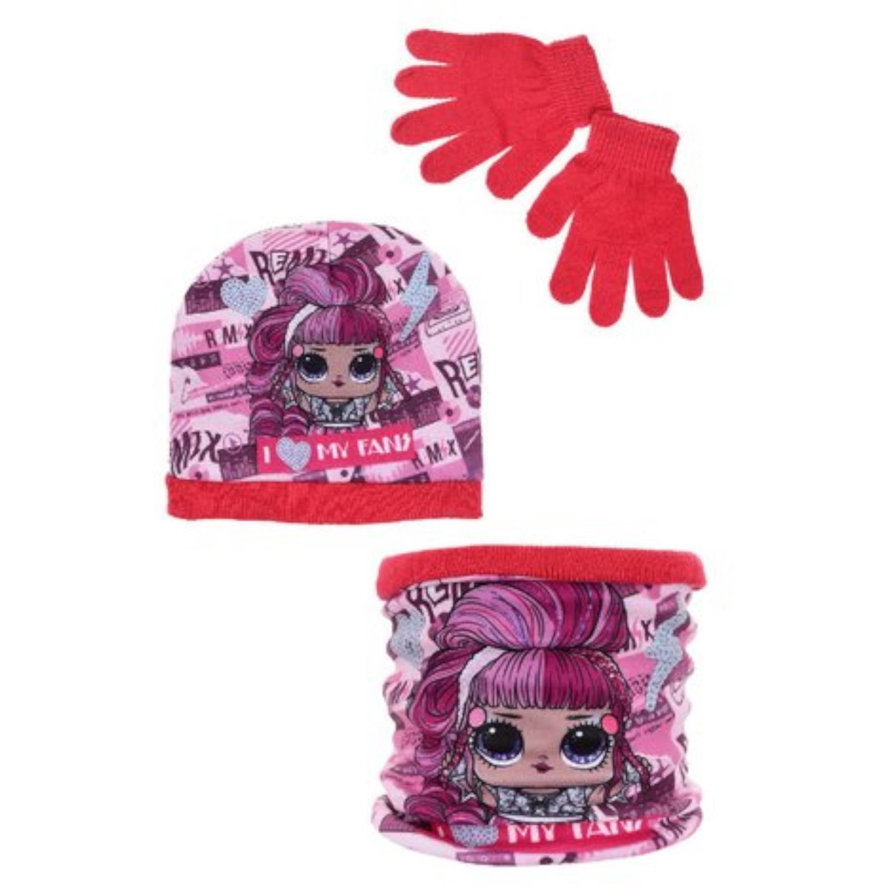 Mädchen HU4102 Lol Surprise Wintermütze, Handschuhe und Halswärmer Kragen-Schal - Afbeelding 2 van 3