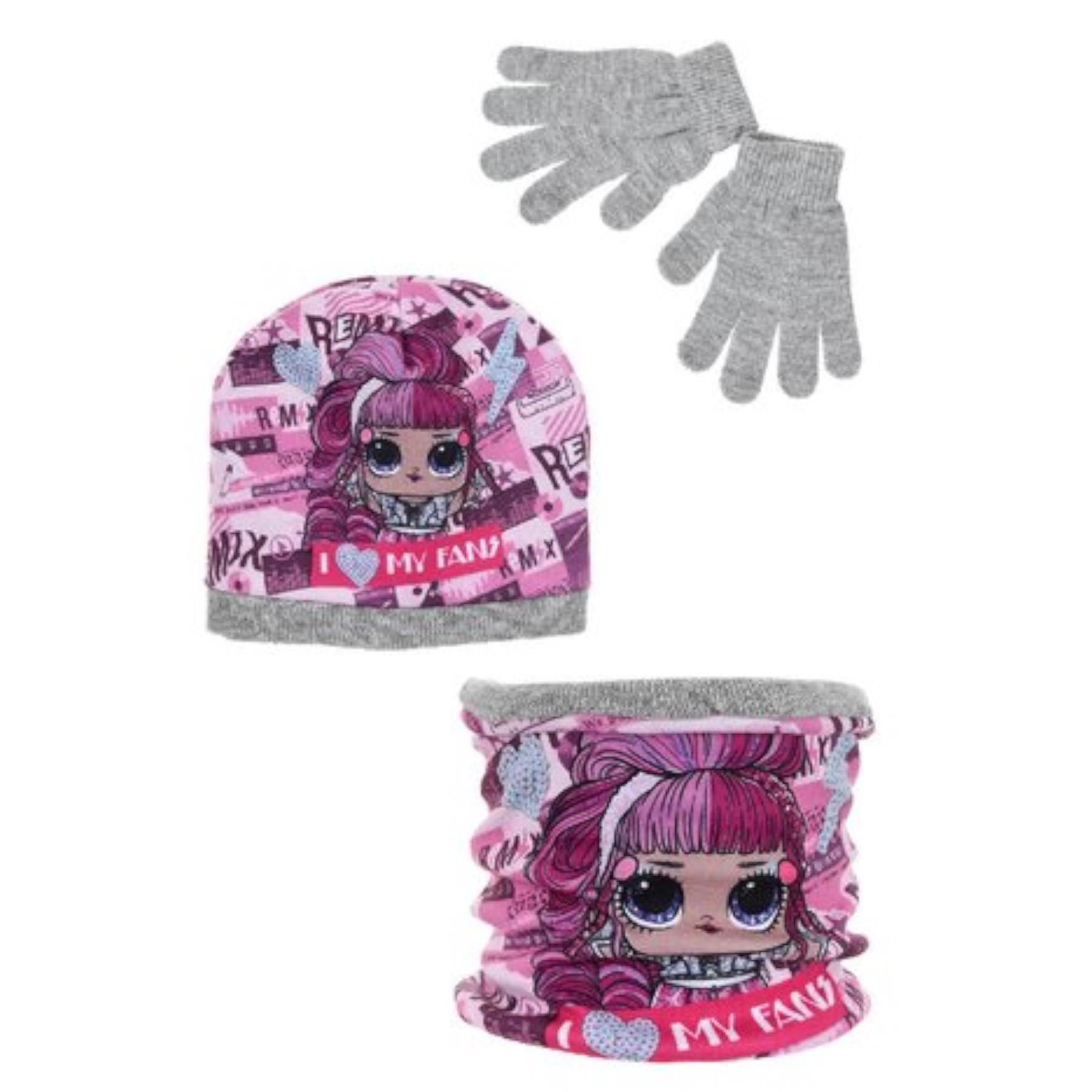 Mädchen HU4102 Lol Surprise Wintermütze, Handschuhe und Halswärmer Kragen-Schal - Afbeelding 3 van 3