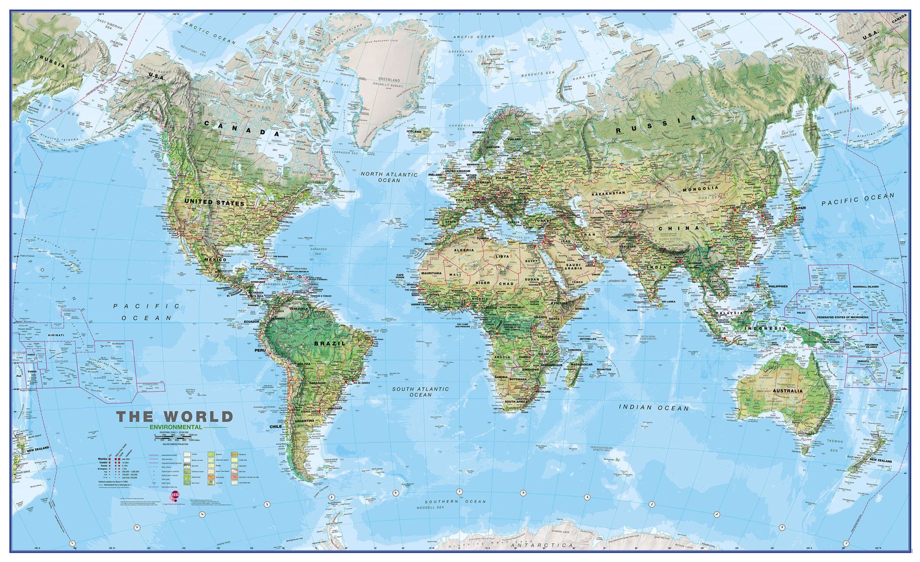world environmental geographical map rollerblind acrylic magnet