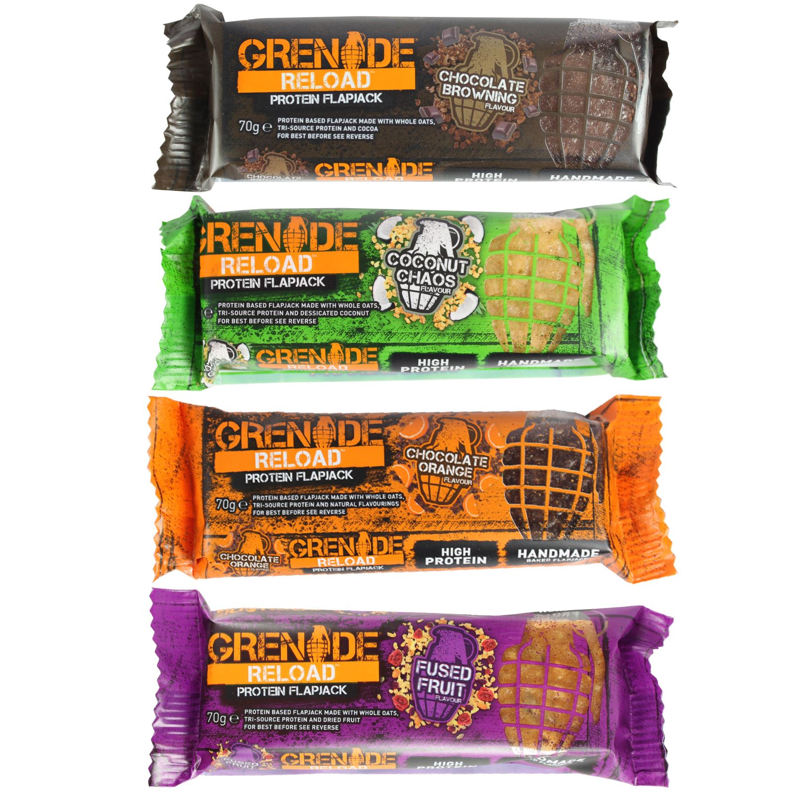 Grenade 70g Reload Protein Flapjack Energy Bar All Flavours & Mixed
