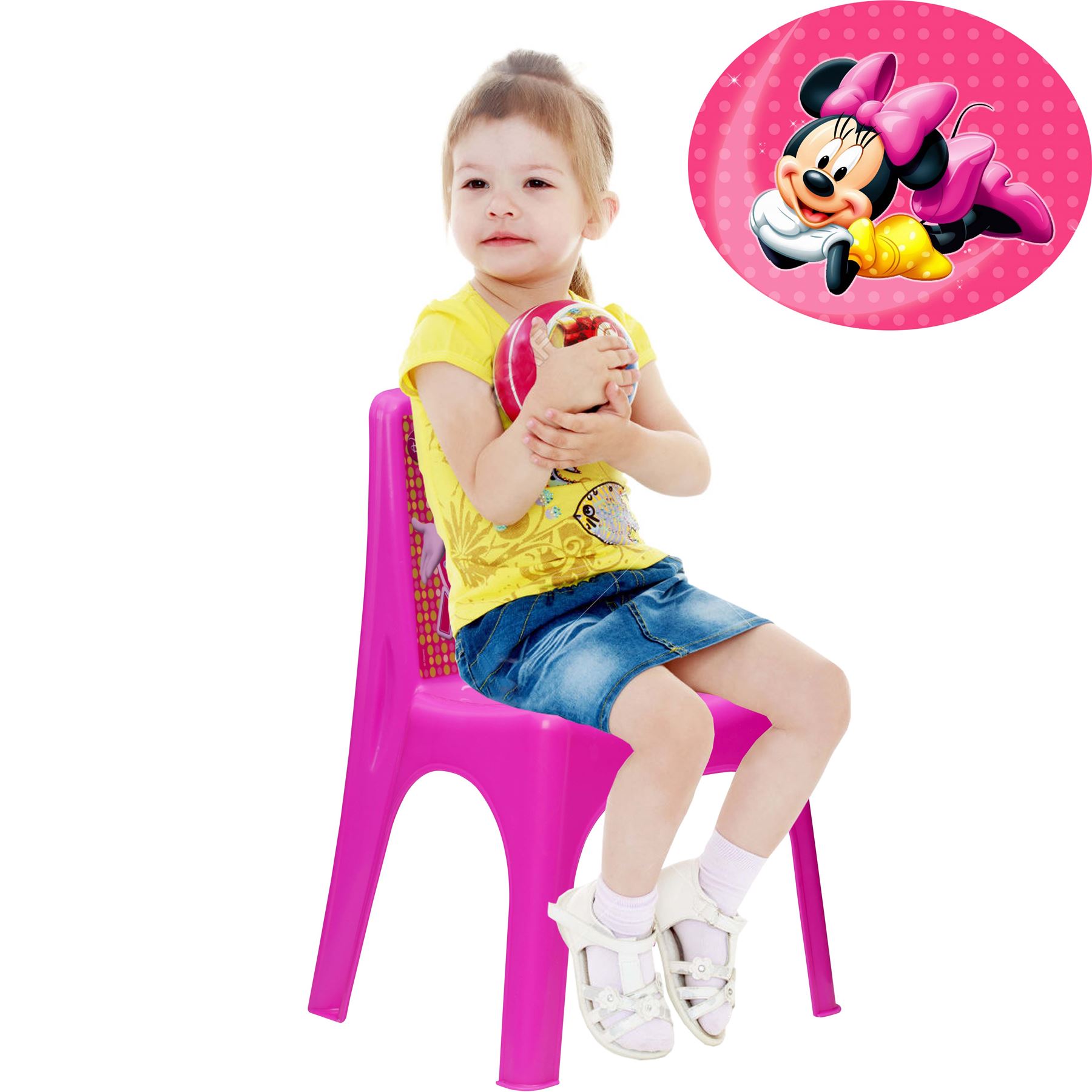 Disney Minnie Mouse Childrens Girls Pink Plastic Playroom Bedroom