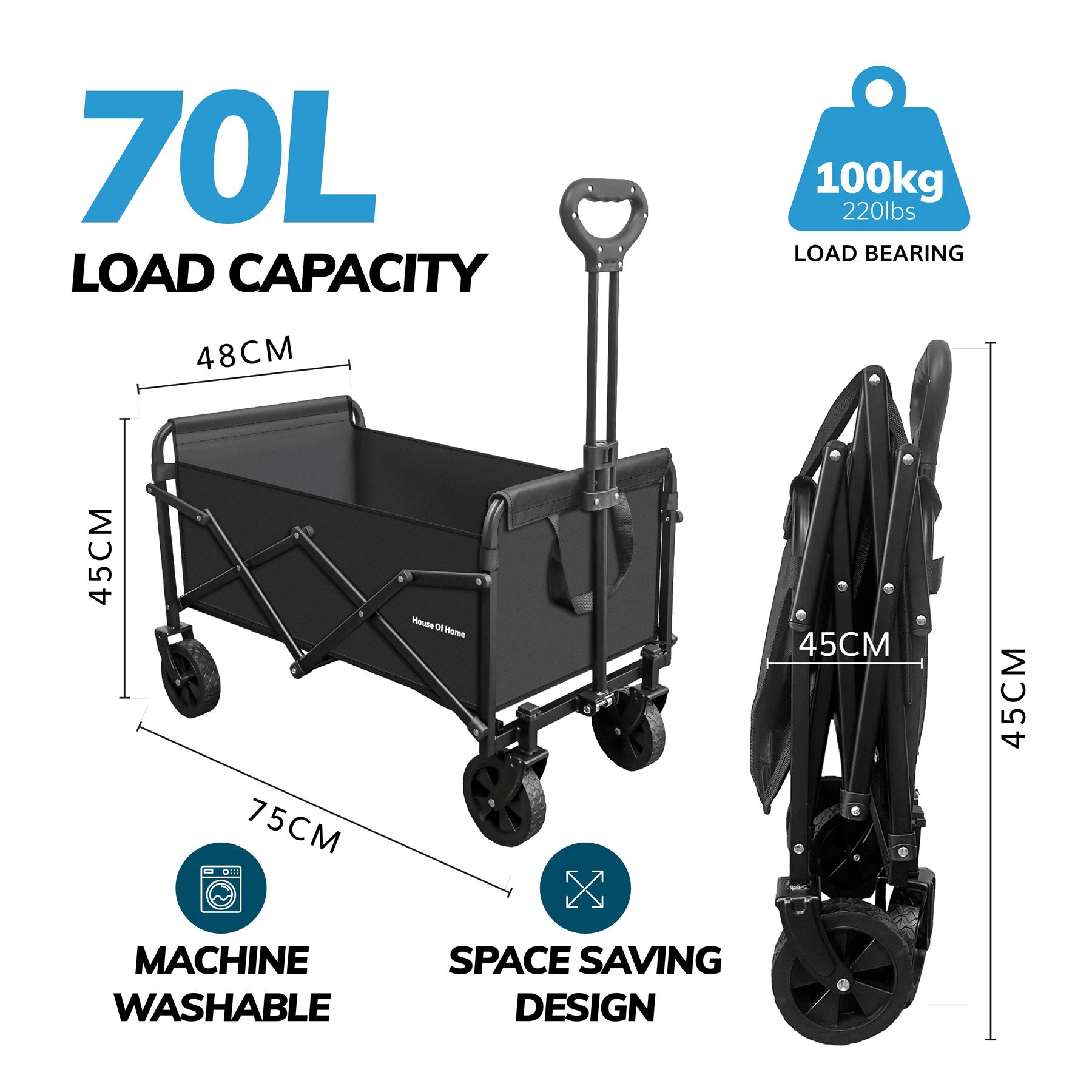 Foldable Utility Trolley Garden Home Camping Festivals Collapsible Cart 3 Sizes - Picture 3 of 33