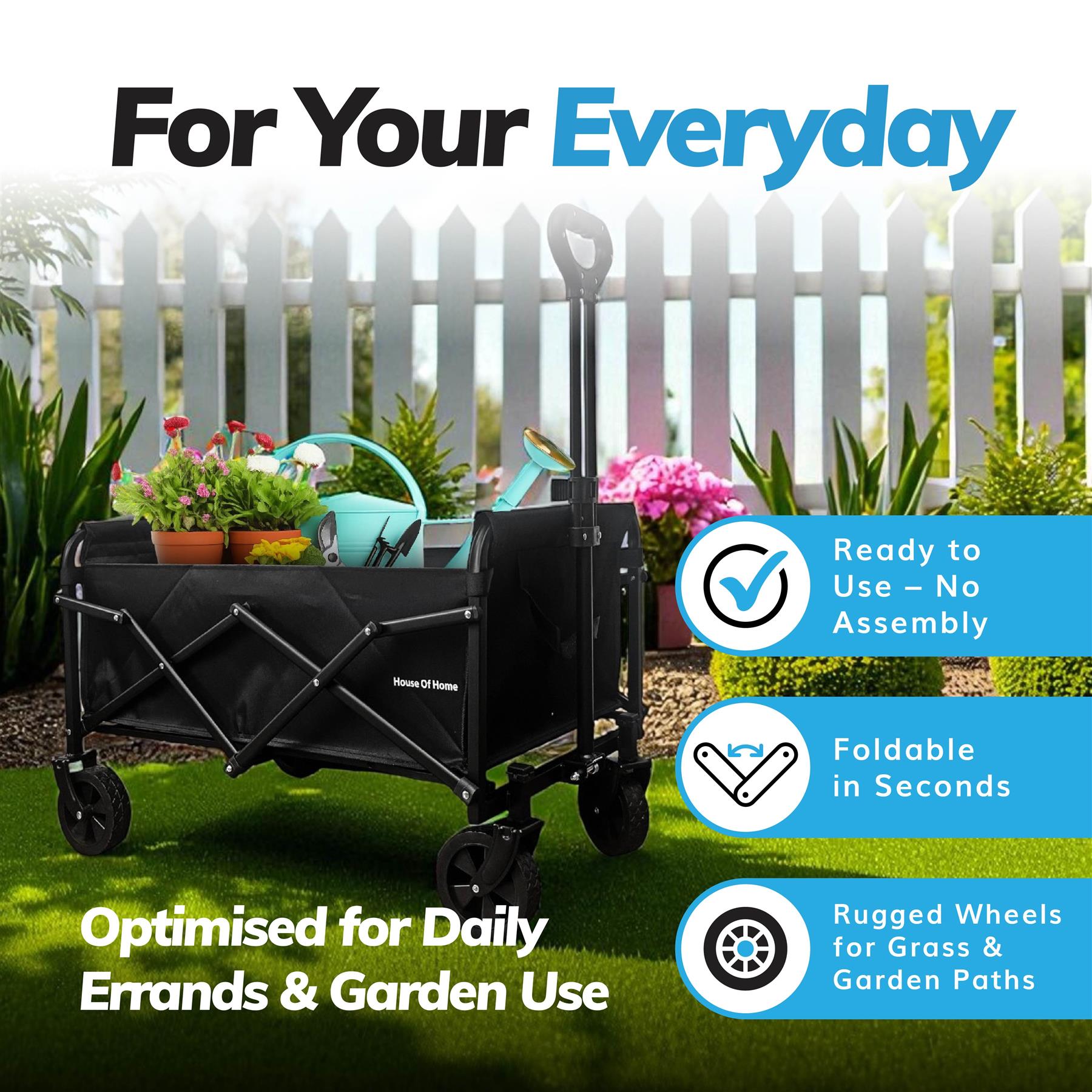 Foldable Utility Trolley Garden Home Camping Festivals Collapsible Cart 3 Sizes - Picture 8 of 33