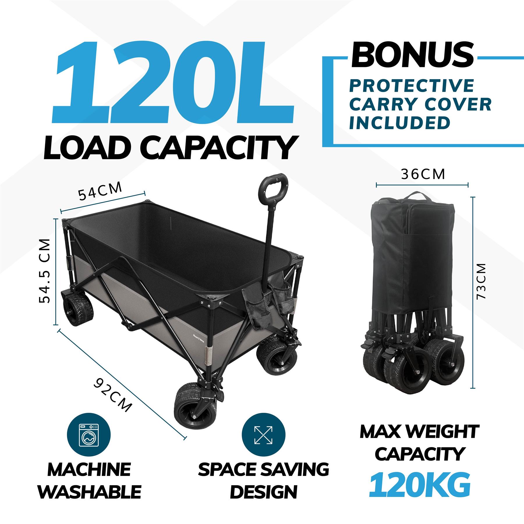 Foldable Utility Trolley Garden Home Camping Festivals Collapsible Cart 3 Sizes - Picture 15 of 33