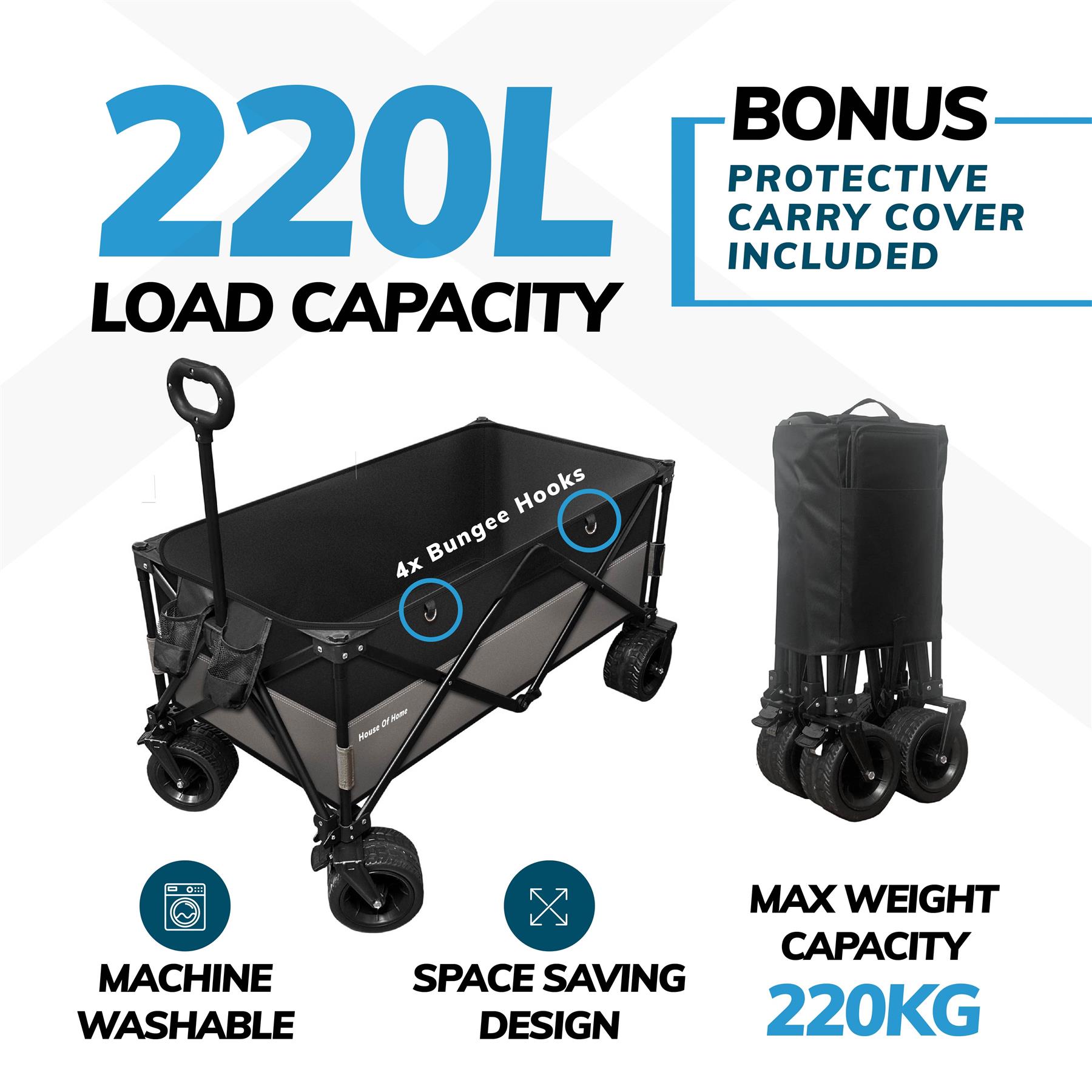 Foldable Utility Trolley Garden Home Camping Festivals Collapsible Cart 3 Sizes - Picture 26 of 33