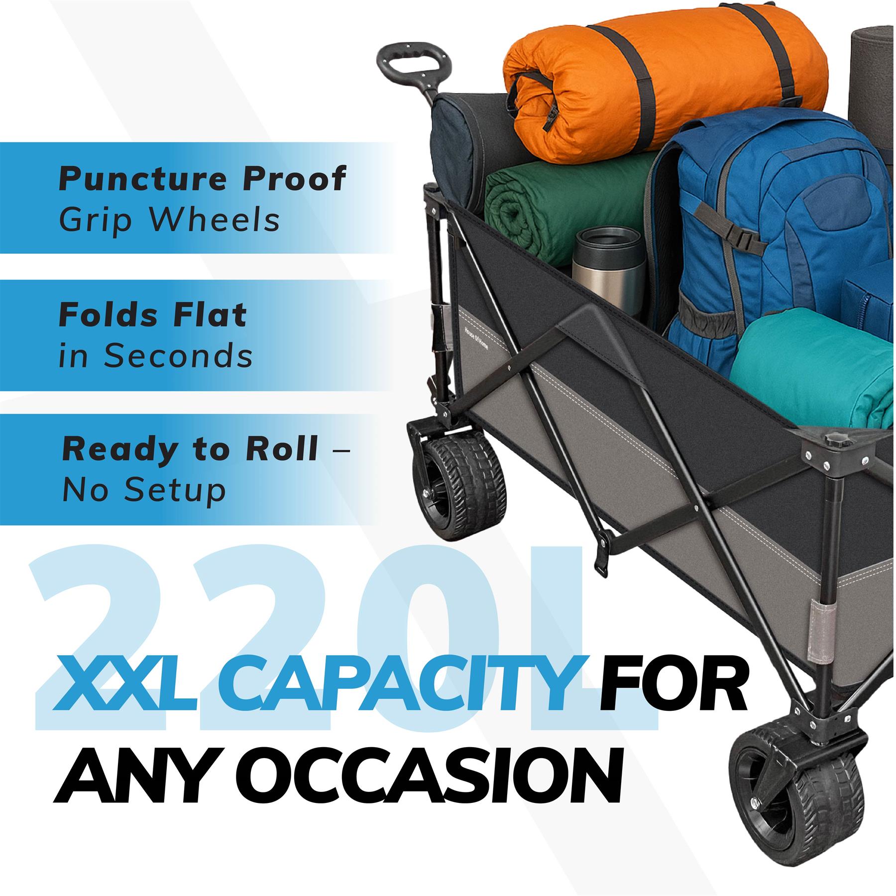 Foldable Utility Trolley Garden Home Camping Festivals Collapsible Cart 3 Sizes - Picture 27 of 33