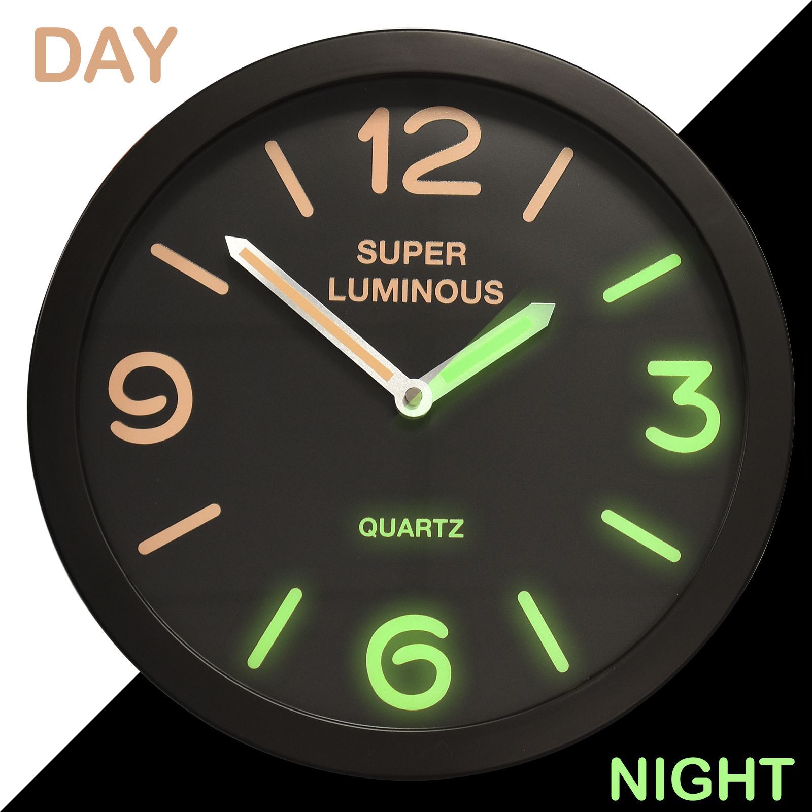 12" GLOW IN THE DARK WALL CLOCK HANGING BEDROOM HOME OFFICE QUARTZ