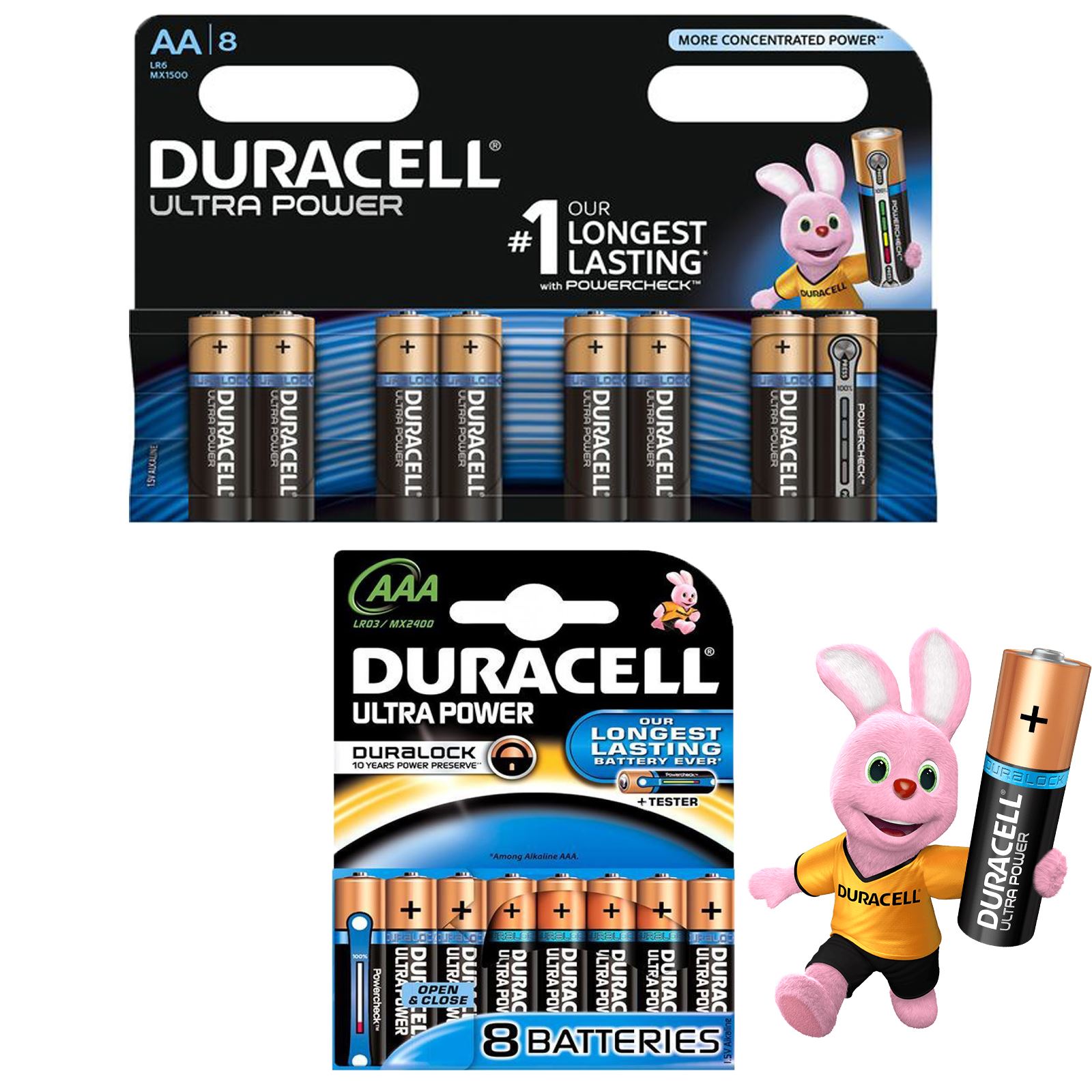 DURACELL ULTRA POWER AA/AAA ALKALINE BATTERIES DURALOCK MN1500 MN2400