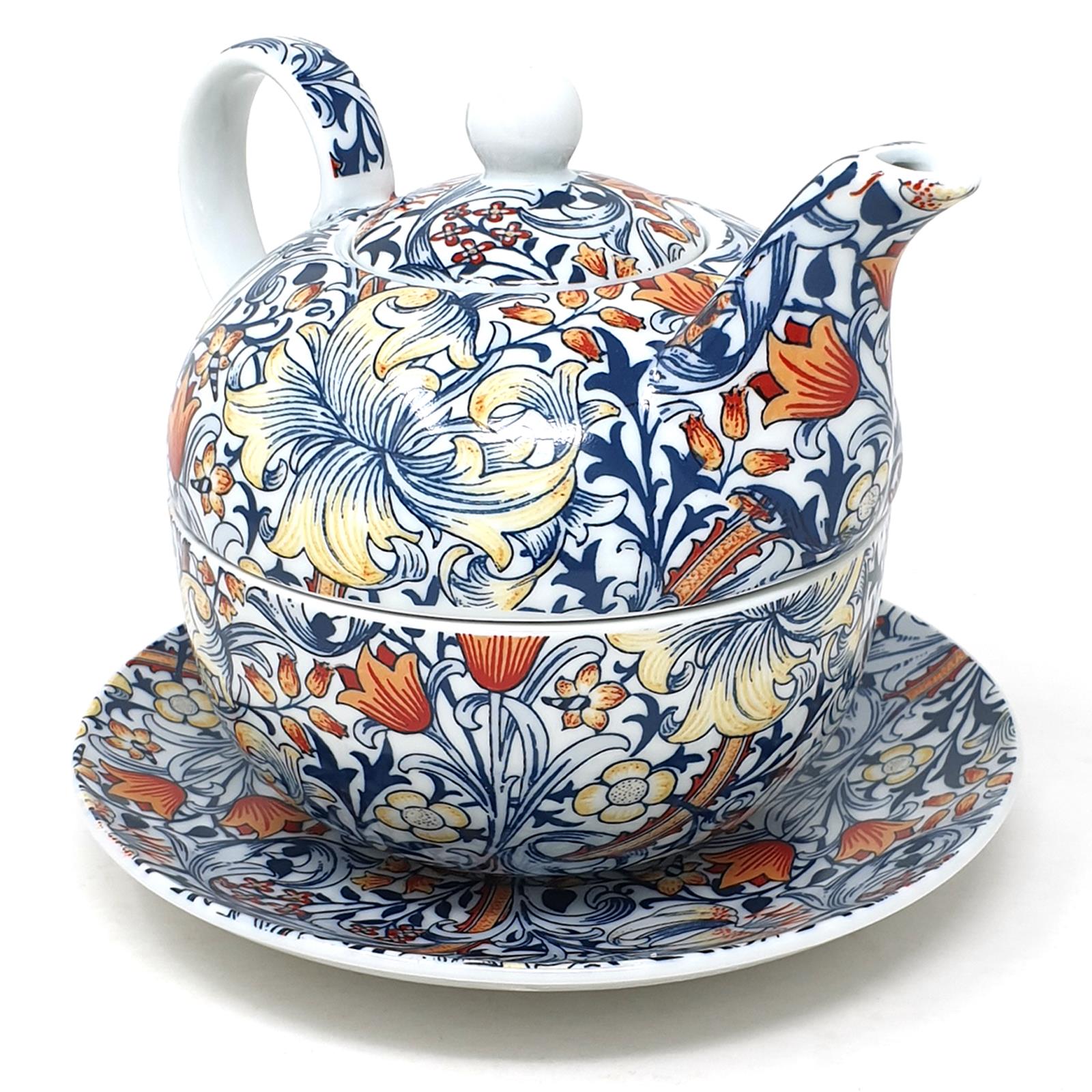 William Morris Golden Lily Floral Fine China Tea For One Cup Mug Teapot