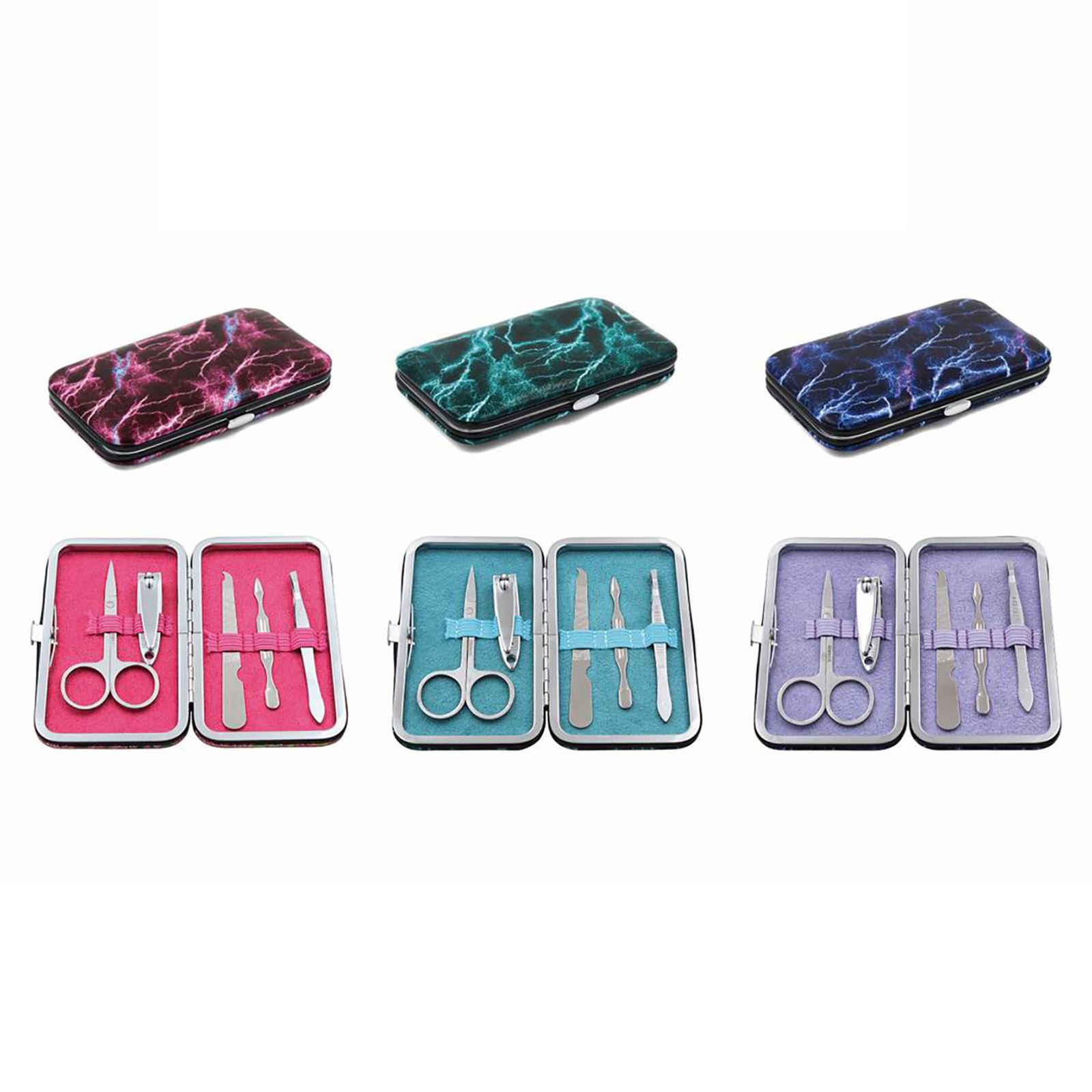 5 Piece Girls Glitter Nail Clipper Manicure Cuticle Set Case Set Kit