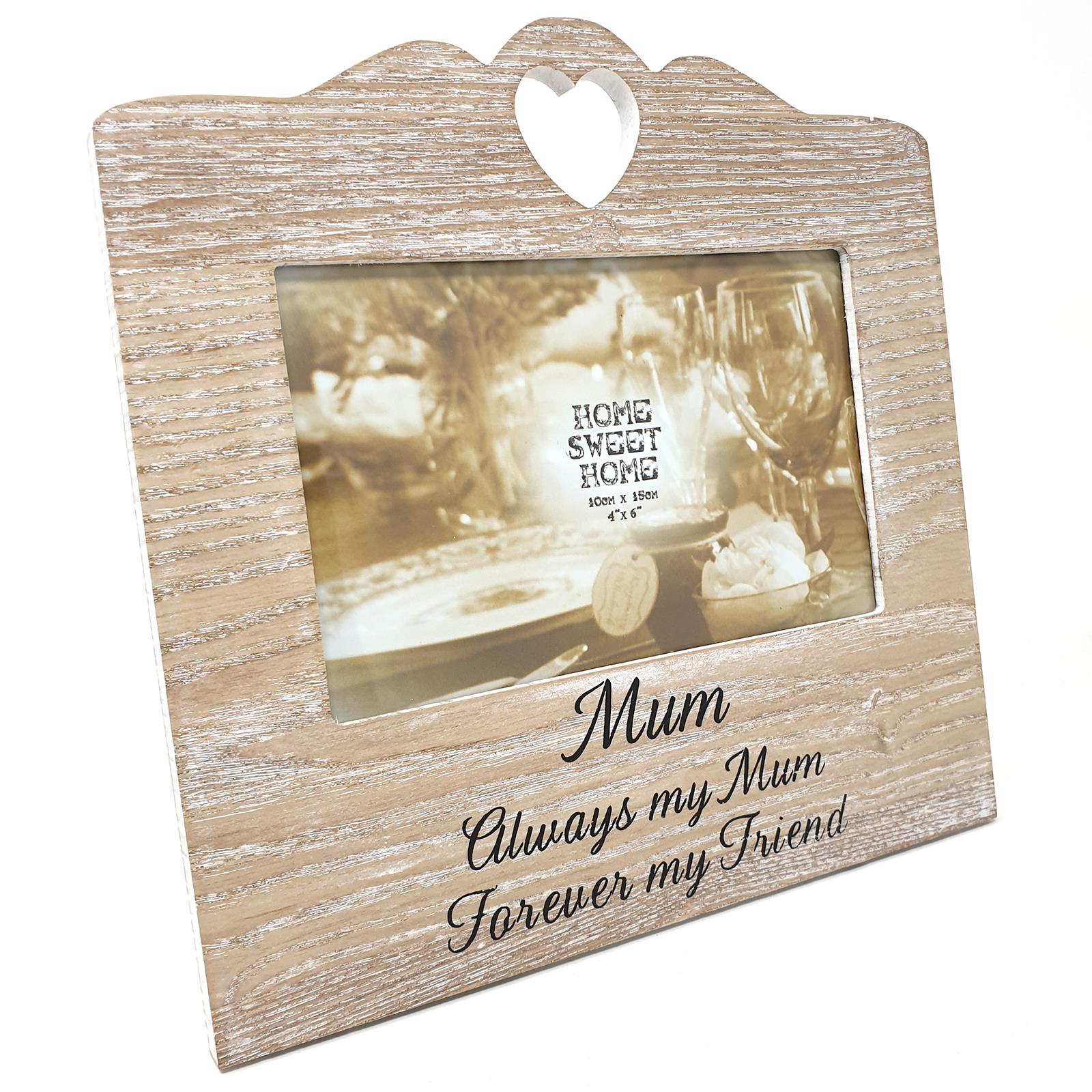 Wooden Heart Sentiment Photo Frame Love Home Family Shabby Chic Picture 6" x 4" - Picture 25 of 30