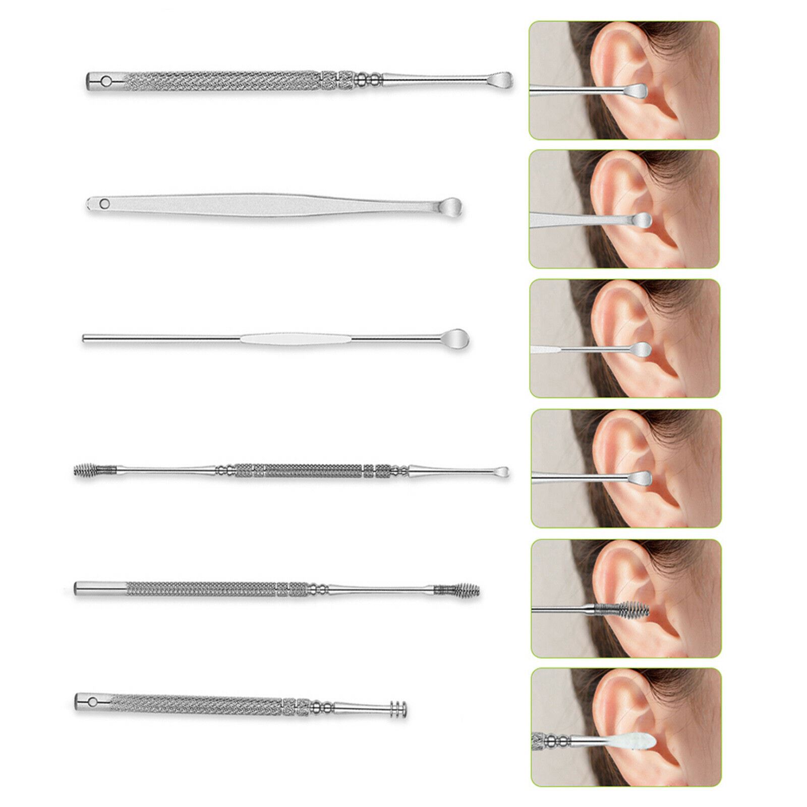 6 Piece Ear Wax Removal Kit Ear Canal Safe Cleaning Tools Stainless