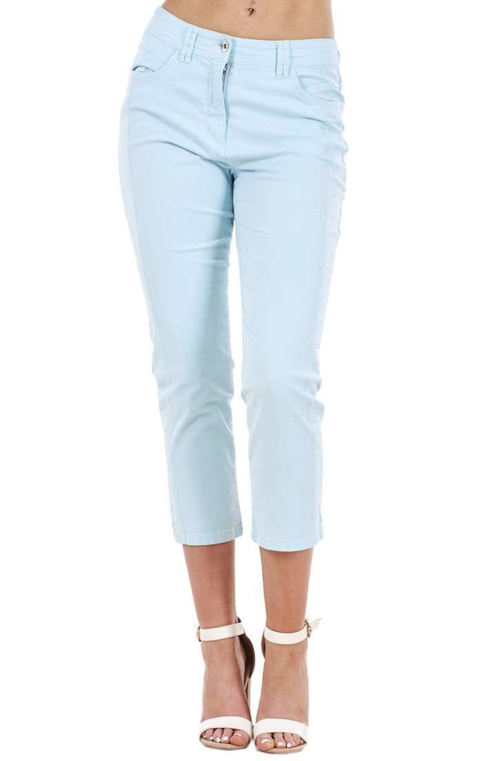 Ladies Crop Trousers Holiday Stretch 3/4 Summer Pockets Capri Pants - Picture 31 of 64