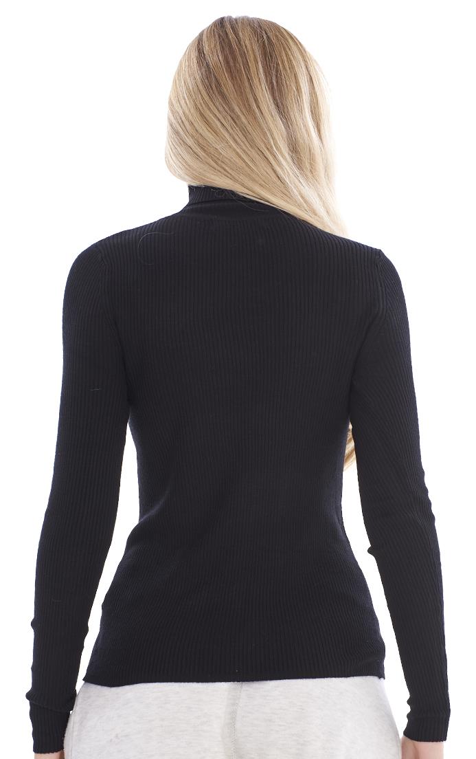 Ladies Ribbed Top Roll Neck Knitwear Long Sleeve Jumper - Picture 9 of 21