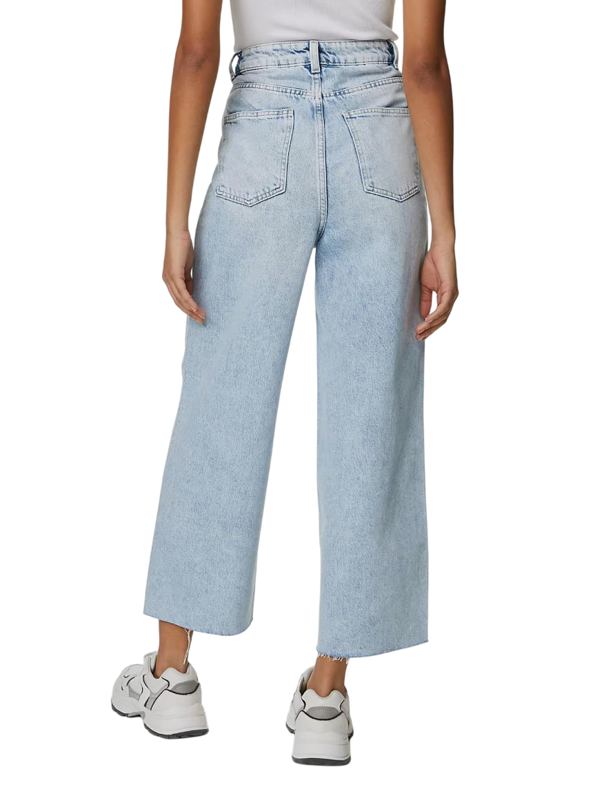 Ladies EX M&S Wide Leg Raw Hem Ankle Grazer High Rise Jeans - Picture 7 of 7