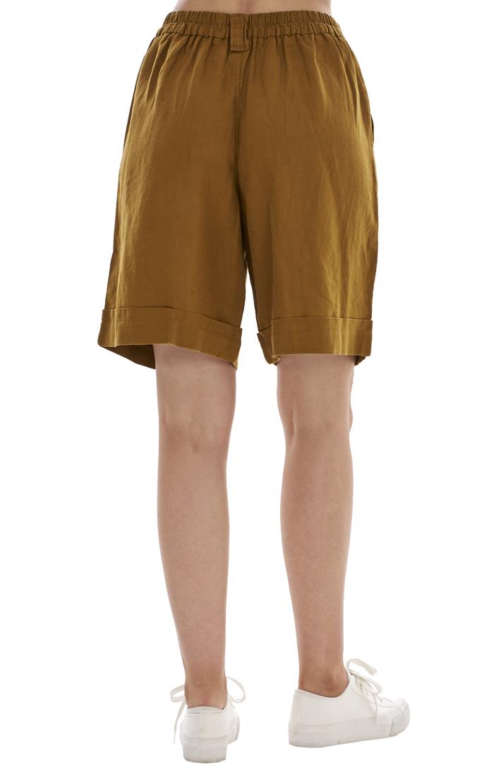 Ladies Pull On Wide Leg Pure Linen Elasticated Shorts - Picture 45 of 91