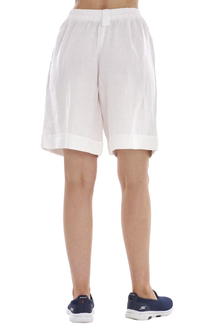 Ladies Pull On Wide Leg Pure Linen Elasticated Shorts - Picture 87 of 91