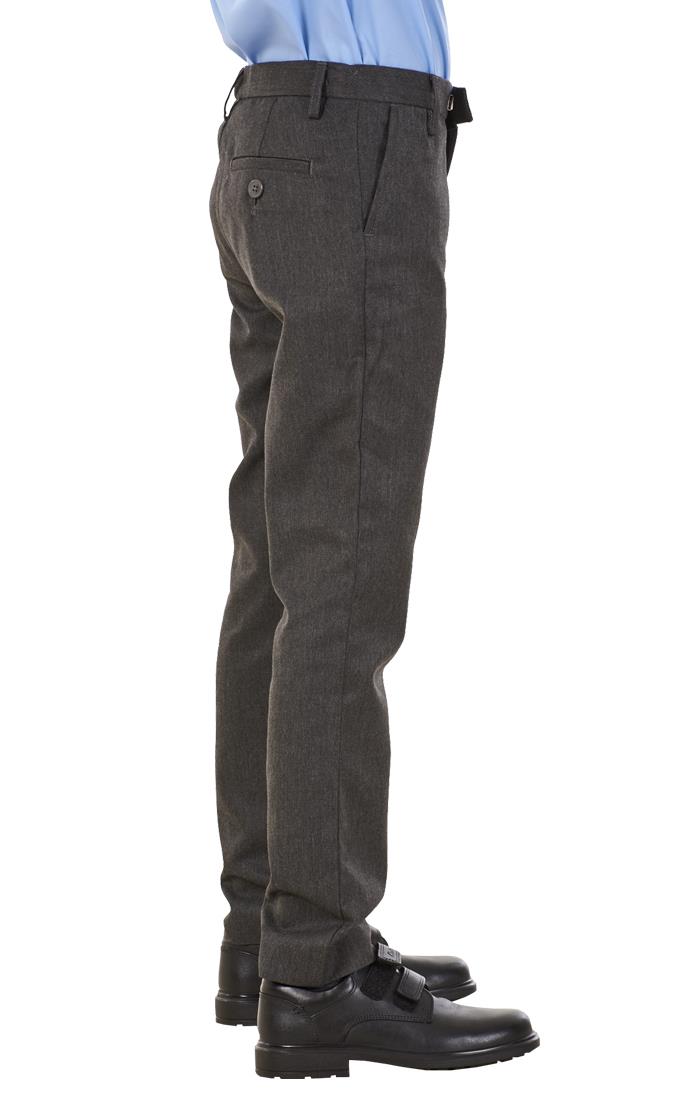 Boys Stain Resistant Adjustable Waist Slim Fit School Trousers Black Grey Navy - Picture 14 of 25