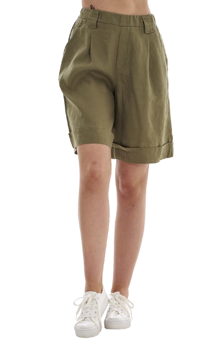 Ladies Pull On Wide Leg Pure Linen Elasticated Shorts - Picture 50 of 91