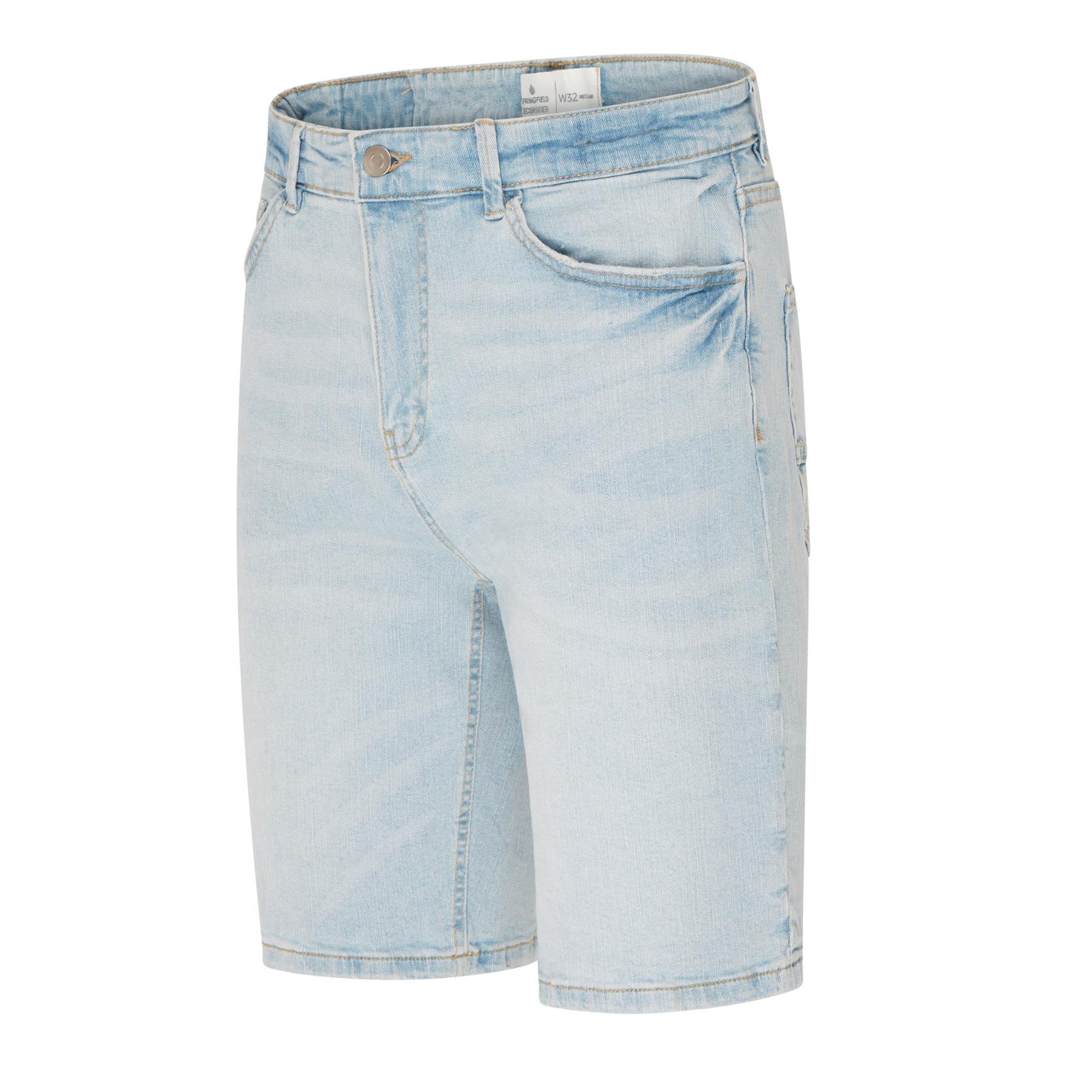 Mens Premium 100% Cotton Regular Fit Casual Blue Grey Denim Shorts - Picture 17 of 25