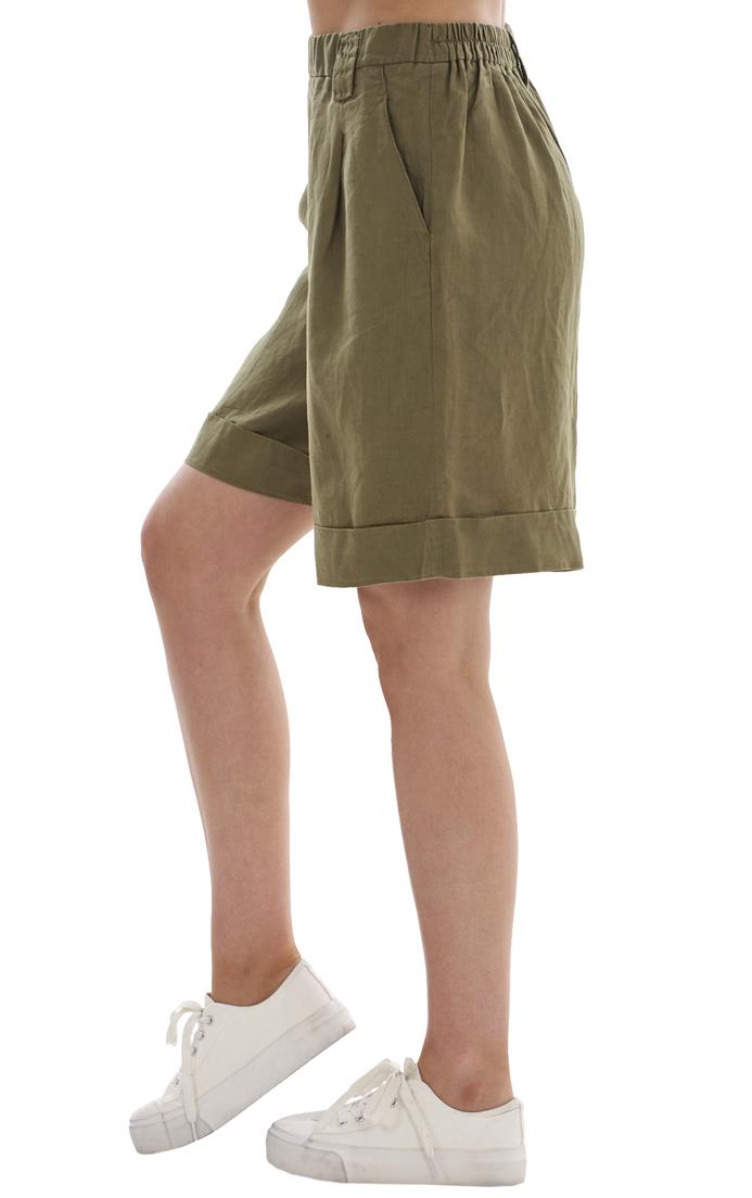 Ladies Pull On Wide Leg Pure Linen Elasticated Shorts - Picture 51 of 91