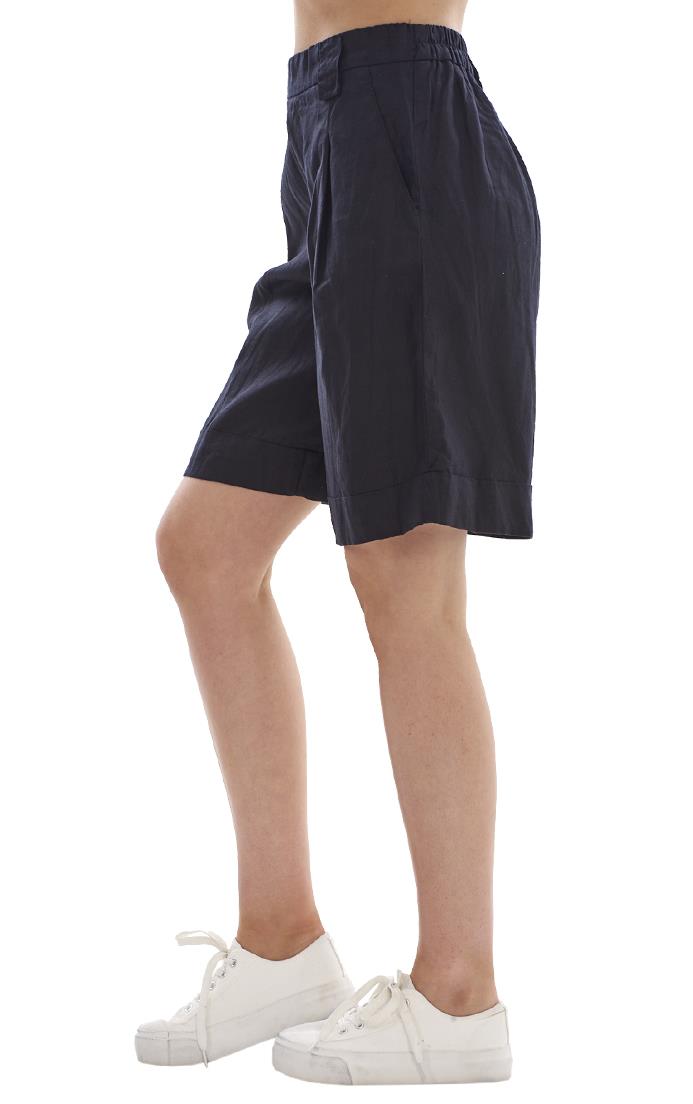 Ladies Pull On Wide Leg Pure Linen Elasticated Shorts - Picture 9 of 91