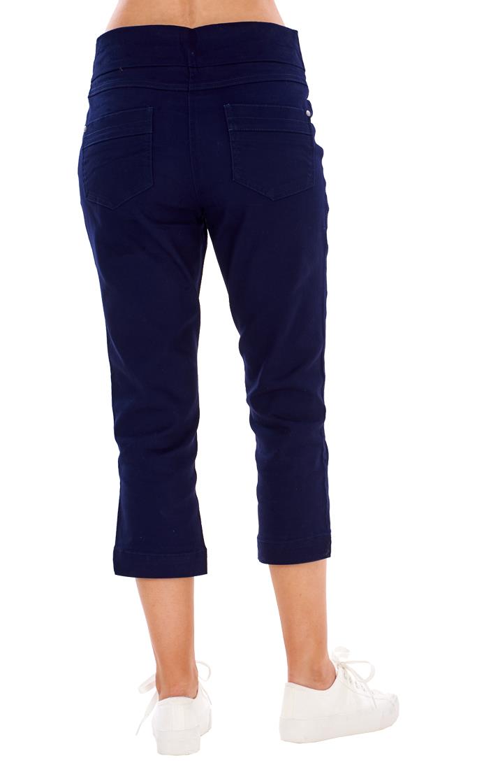 Ladies High Rise Pull On Comfort Crop Stretch Cropped Jeans - Picture 54 of 65