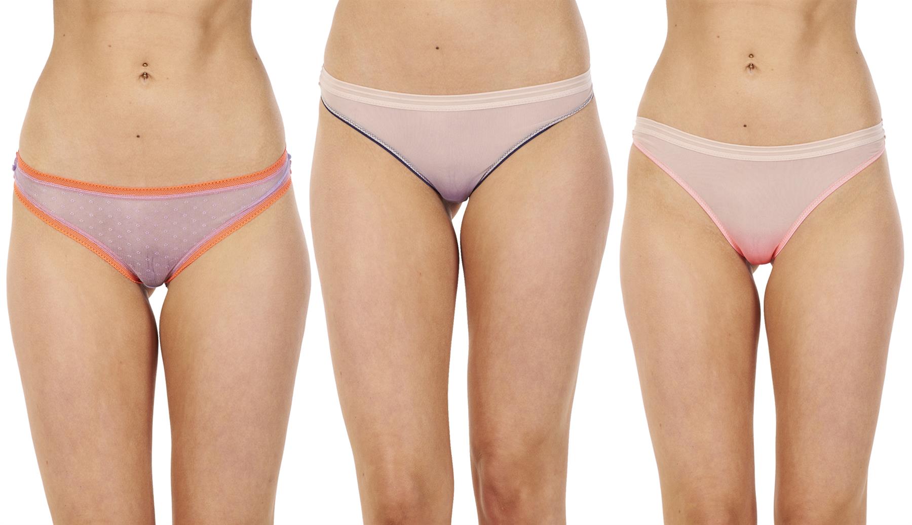 Ladies 5 Pack Floral G String High Waisted Mesh Multi Pack Thongs