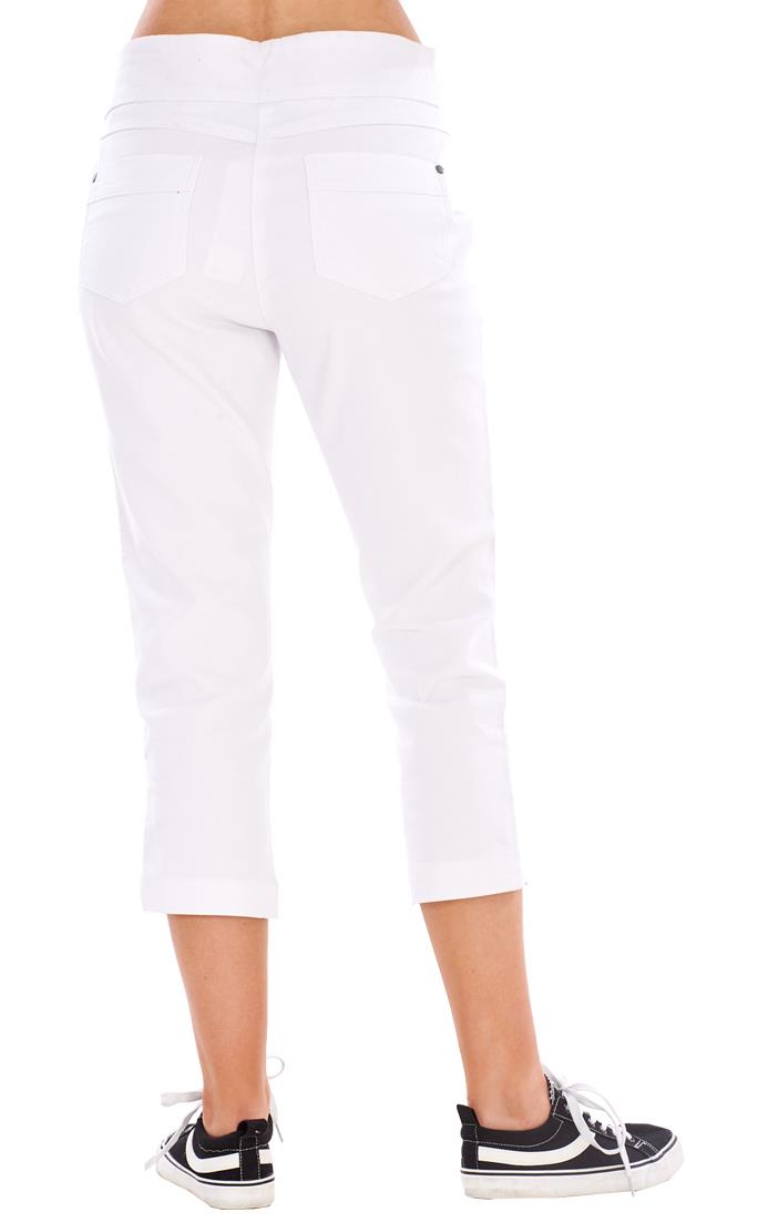 Ladies High Rise Pull On Comfort Crop Stretch Cropped Jeans - Picture 61 of 65