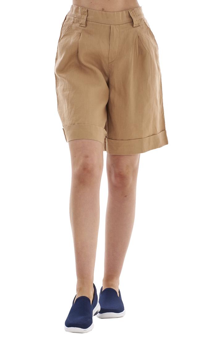 Ladies Pull On Wide Leg Pure Linen Elasticated Shorts - Picture 22 of 91