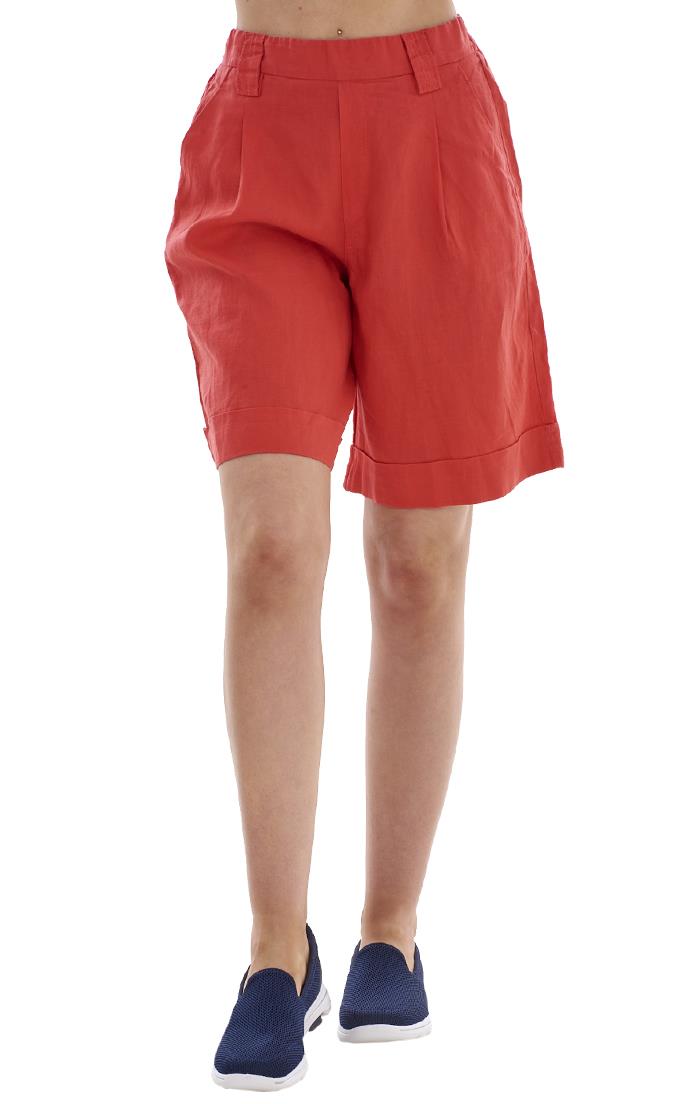 Ladies Pull On Wide Leg Pure Linen Elasticated Shorts - Picture 71 of 91
