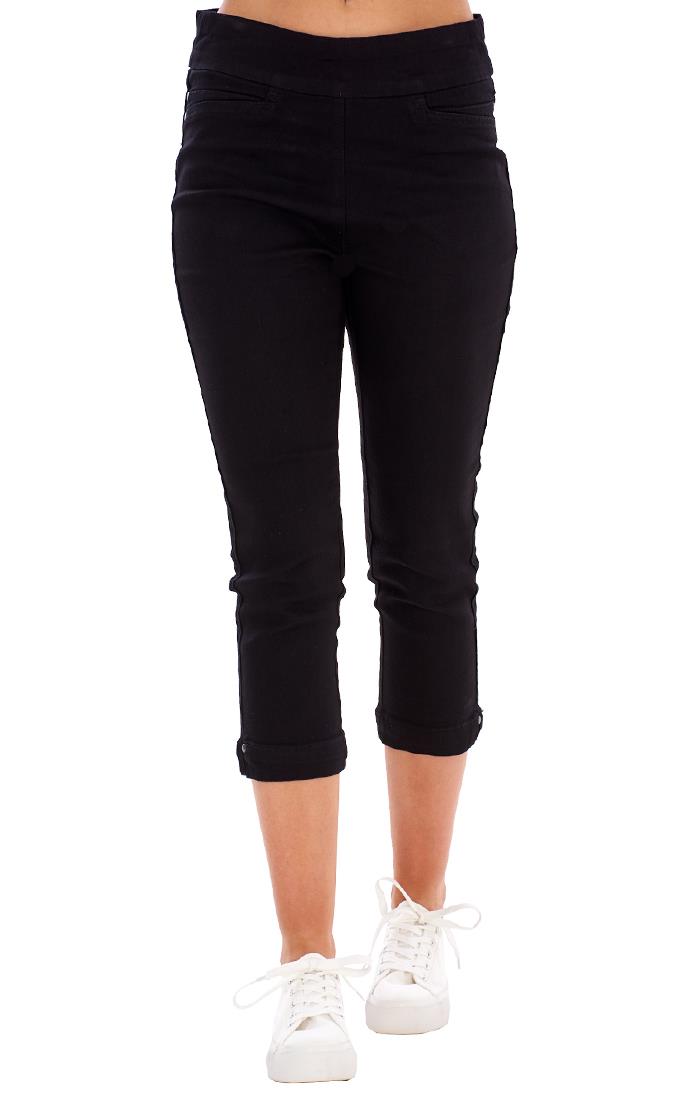 Ladies High Rise Pull On Comfort Crop Stretch Cropped Jeans - Picture 17 of 65