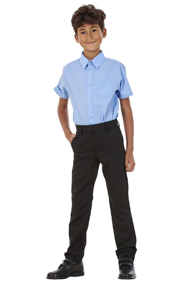 Boys Stain Resistant Adjustable Waist Slim Fit School Trousers Black Grey Navy - Picture 10 of 25