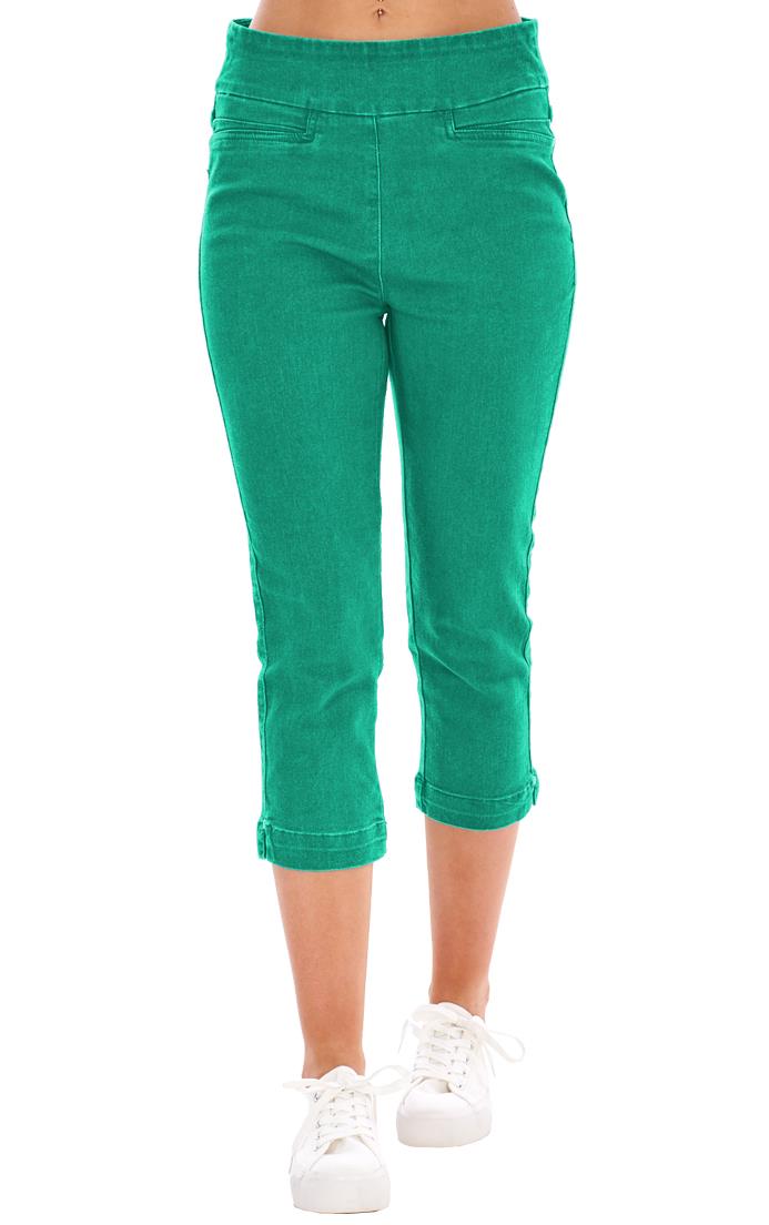 Ladies High Rise Pull On Comfort Crop Stretch Cropped Jeans - Picture 31 of 65