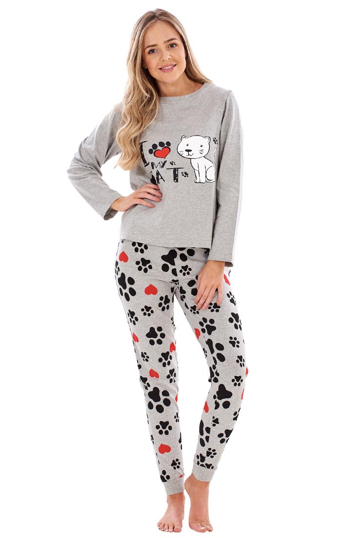 Ladies I Love My Dog Loungewear Cat Pet Cotton Rich PJ'S Pyjama Set - Picture 22 of 48