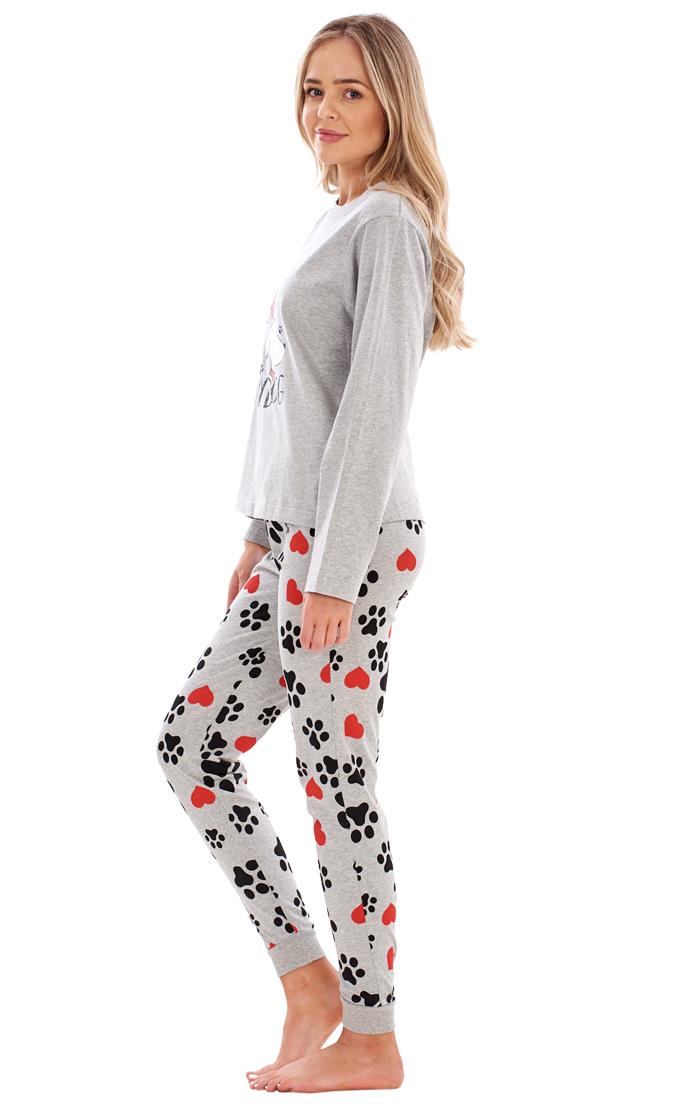 Ladies I Love My Dog Loungewear Cat Pet Cotton Rich PJ'S Pyjama Set - Picture 31 of 48